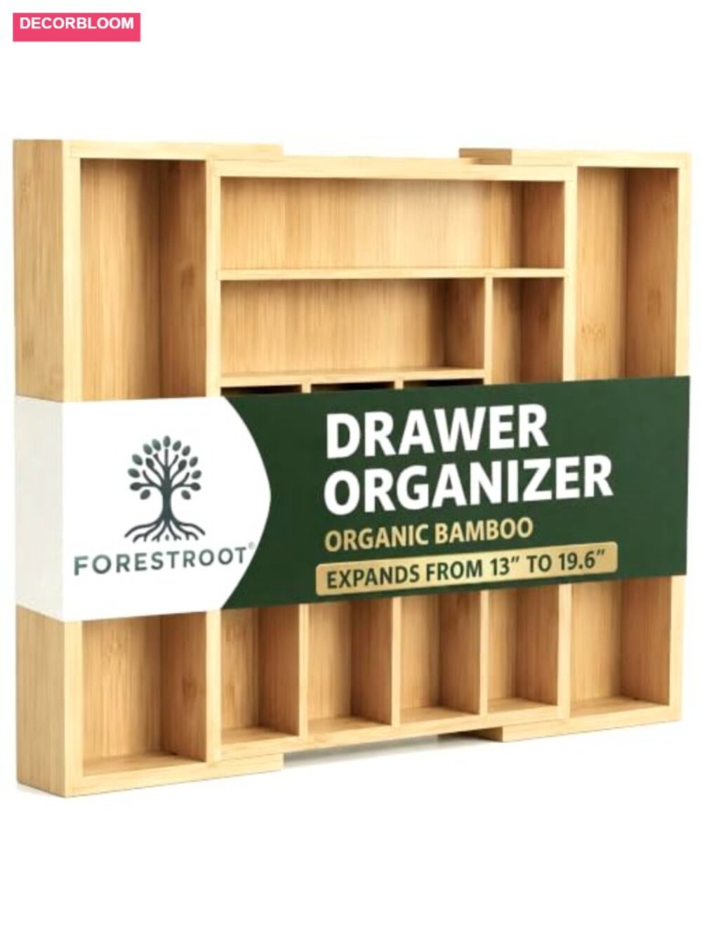 Expandable Bamboo 8-Slot Utensil Drawer Organizer